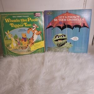 Vtg Winnie The Pooh & Oscar The Grouch Record Bundle